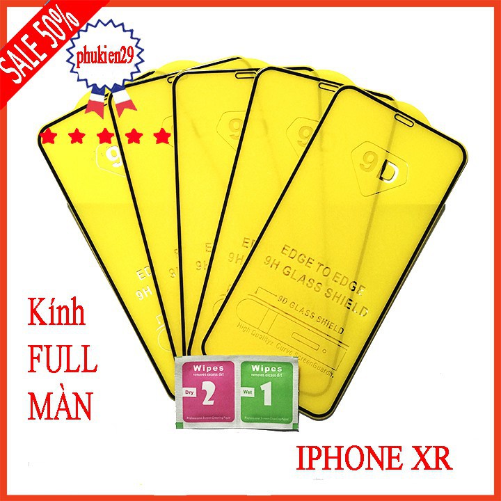 Kính cường lực Iphone XR , Kính cường lực full màn hình, Ảnh thực shop tự chụp, tặng kèm bộ giấy lau kính taiyoshop4