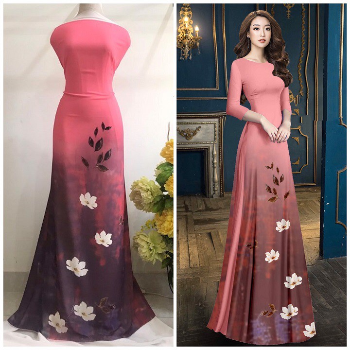 Xấp Vải May Áo Dài Chất Voan Chiffon Cao Cấp - In Hoa Chân Đẹp Mắt - Nhiều Mẫu Hình - Hoa Văn