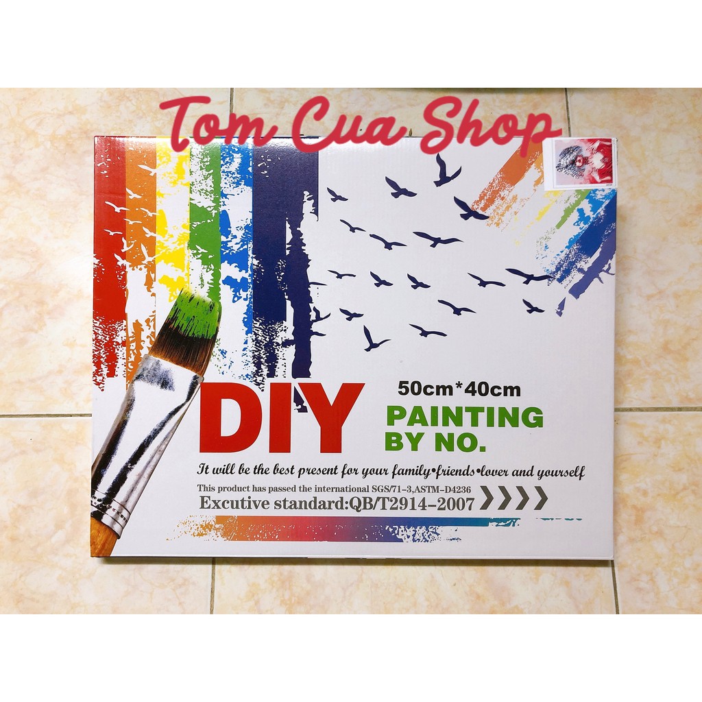 Tranh Sơn Dầu Số Hóa Tự Tô Màu DIY Đã Căng Khung Khổ 40x50cm, Mẫu Tranh Phong Cảnh Siêu Đẹp