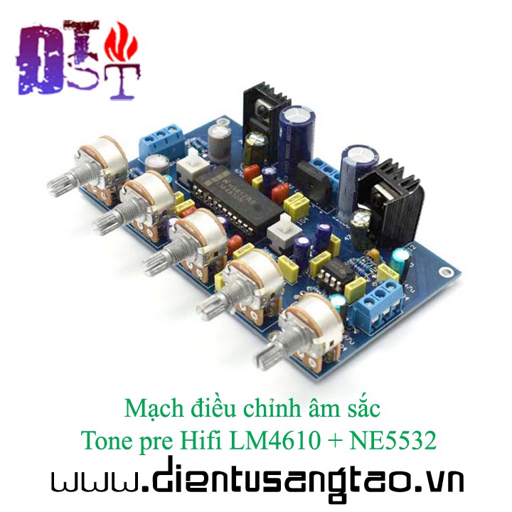 [Mã SKAMCLU9 giảm 10% đơn 100K] Mạch điều chỉnh âm sắc Tone pre Hifi LM4610 NE5532 Chính hãng + Biến áp 12V/3A