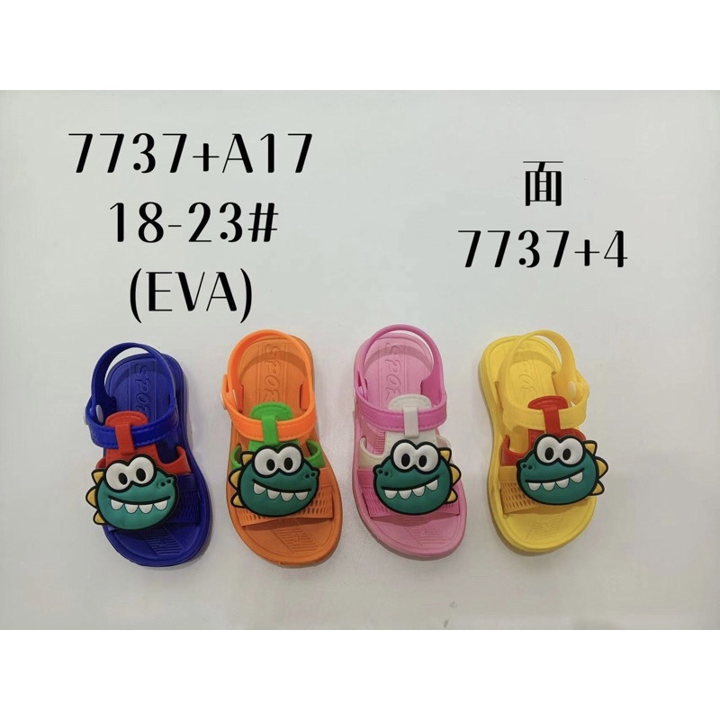 Dép Sandal Quai Hậu Cho Bé Trai Và Bé Gái Tập Đi Hình Khủng Long, Chất Siêu Nhẹ Eva Mềm 7737