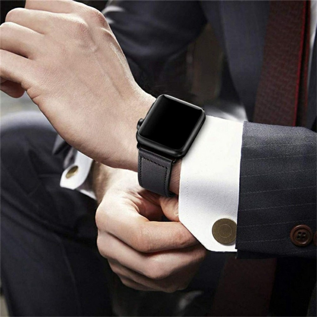 Dây đeo da thật cho đồng hồ Apple Watch size 38mm/ 40mm/ 42mm/ 44mm siêu đẹp ( Nhiều màu )