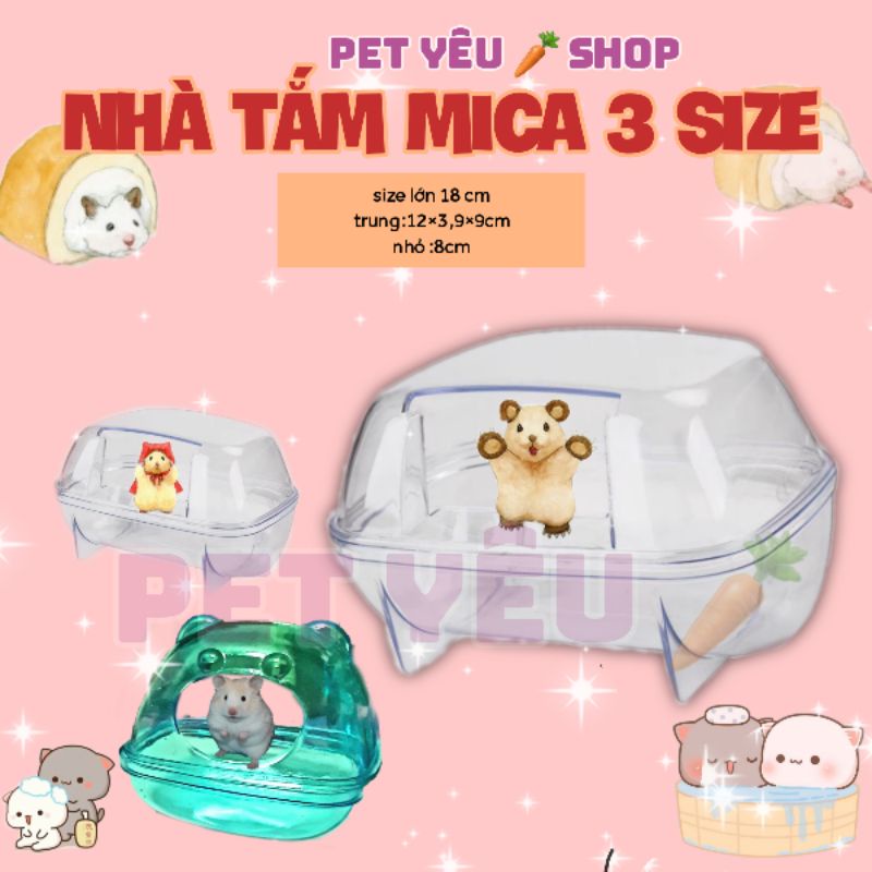 Nhà tắm hamster - nhà tắm mica 3size dành cho hamster FREESHIP giúp làm sạch lông cho các bé hamster trang trí chuồng