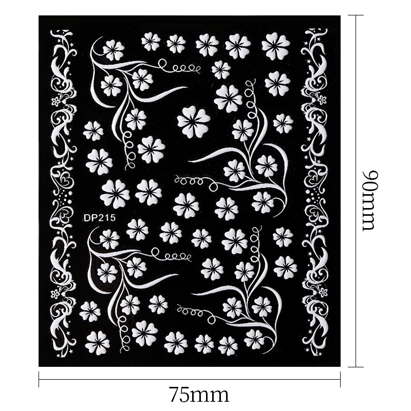 BORN PRETTY Hình dán nghệ thuật làm móng Hoa trắng trang trí móng tay