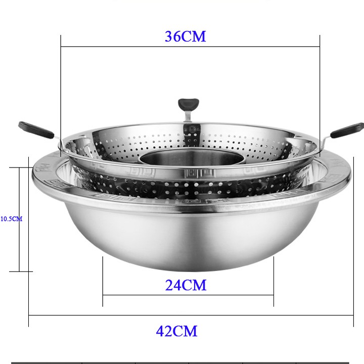 Nồi Lẩu Xoay Inox 2 Trong 1 Xoay 360 Độ Size 32cm, Nồi Lẩu Điện Đa Năng Dùng Cho Cả Bếp Ga và Bếp TừNồi Lẩu Cỡ Lớn