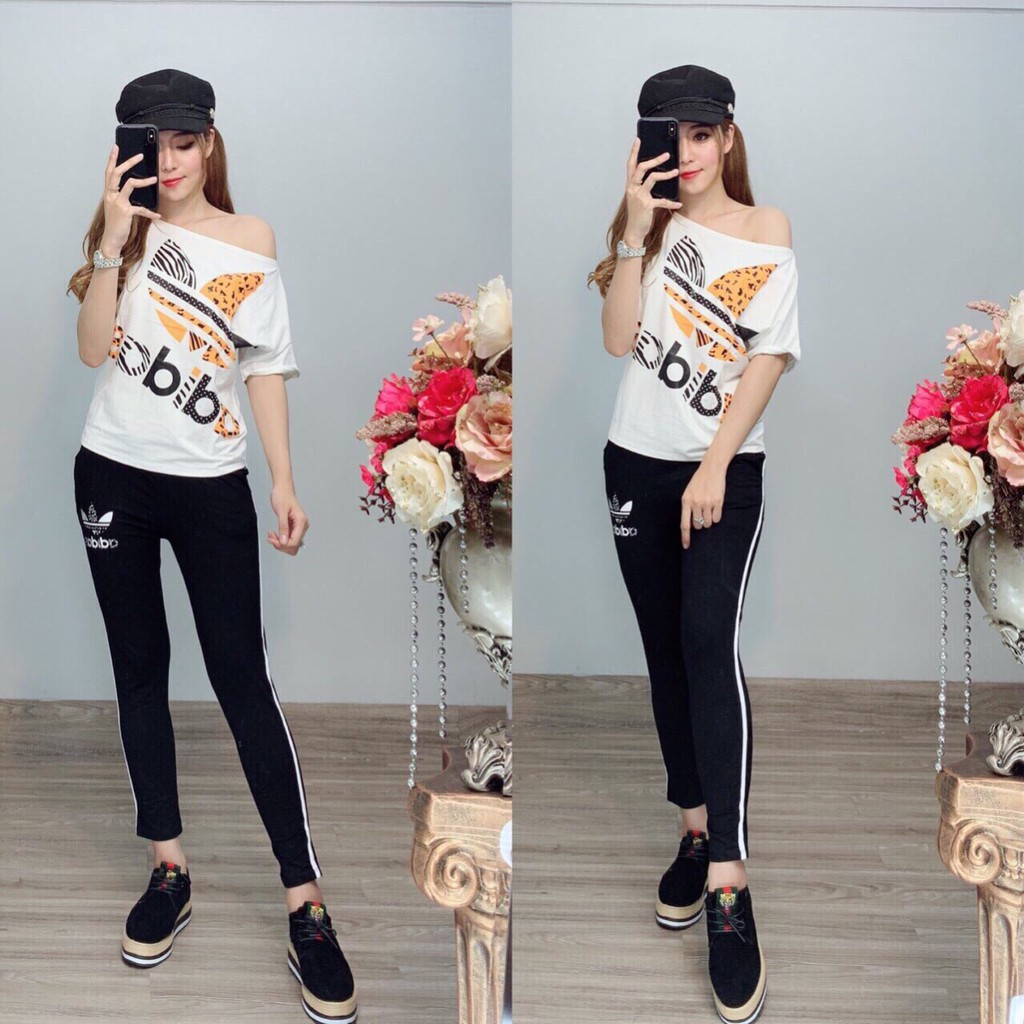 *Đồ bộ nữ vải cotton lệch vai mềm mại thoáng mát không xù không chùn | BigBuy360 - bigbuy360.vn