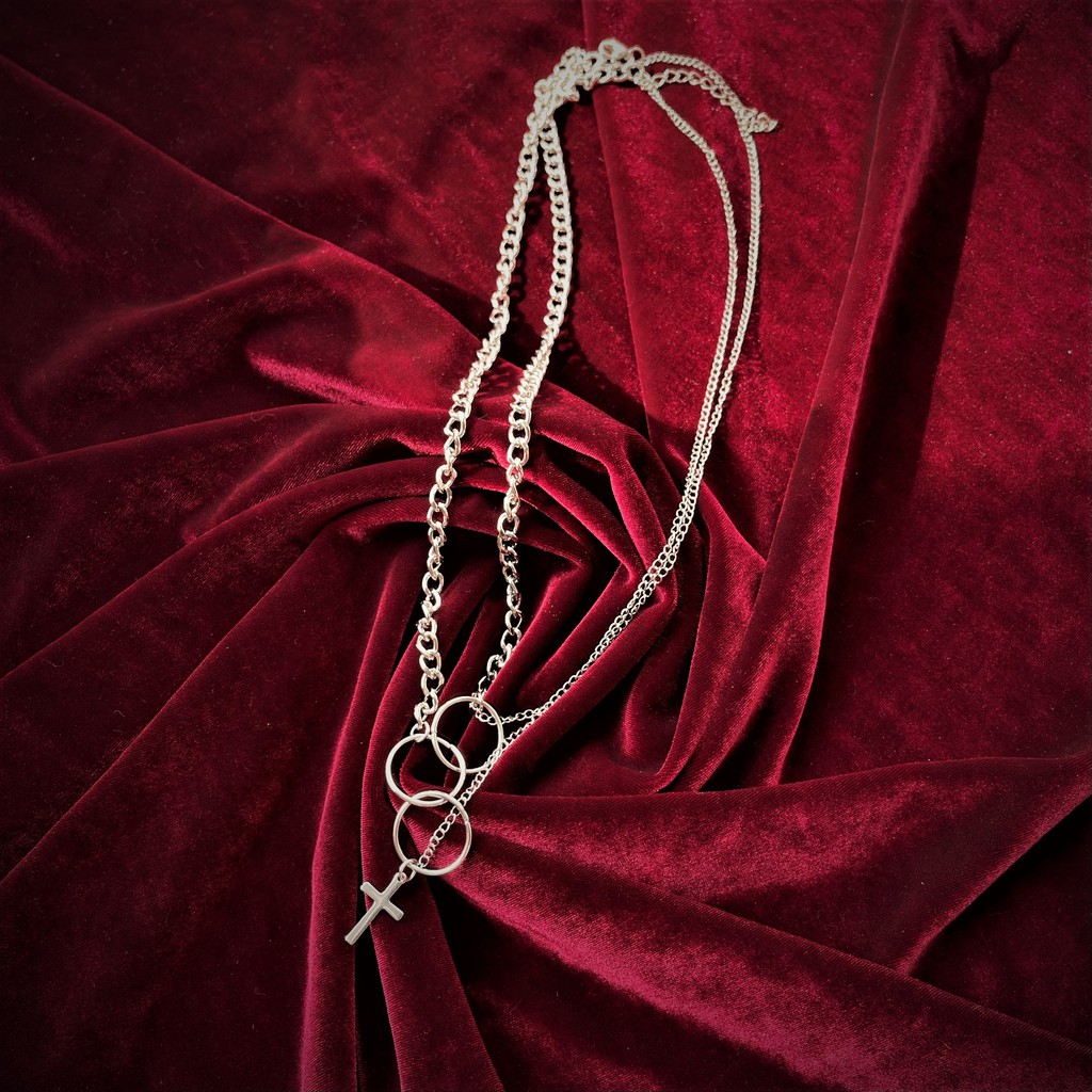 [Xả kho] Vòng cổ xích thánh giá titan cá tính - dây chuyền chữ thập kim loại phong cách hip hop cho nam nữ Hades.js