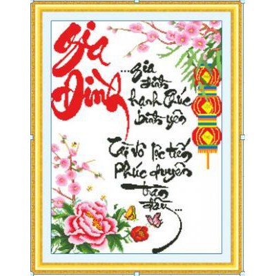 Tranh thêu chữ thập Gia Đình DLH-222695