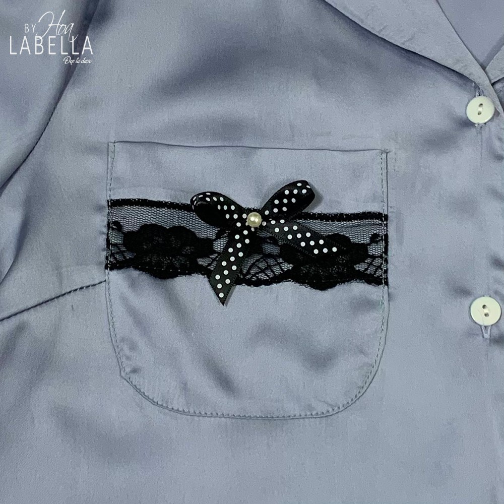 Bộ Đồ Ngủ HOABELLA BN10, Lụa Gấm Mềm Mịn, Phối Ren (BN10)