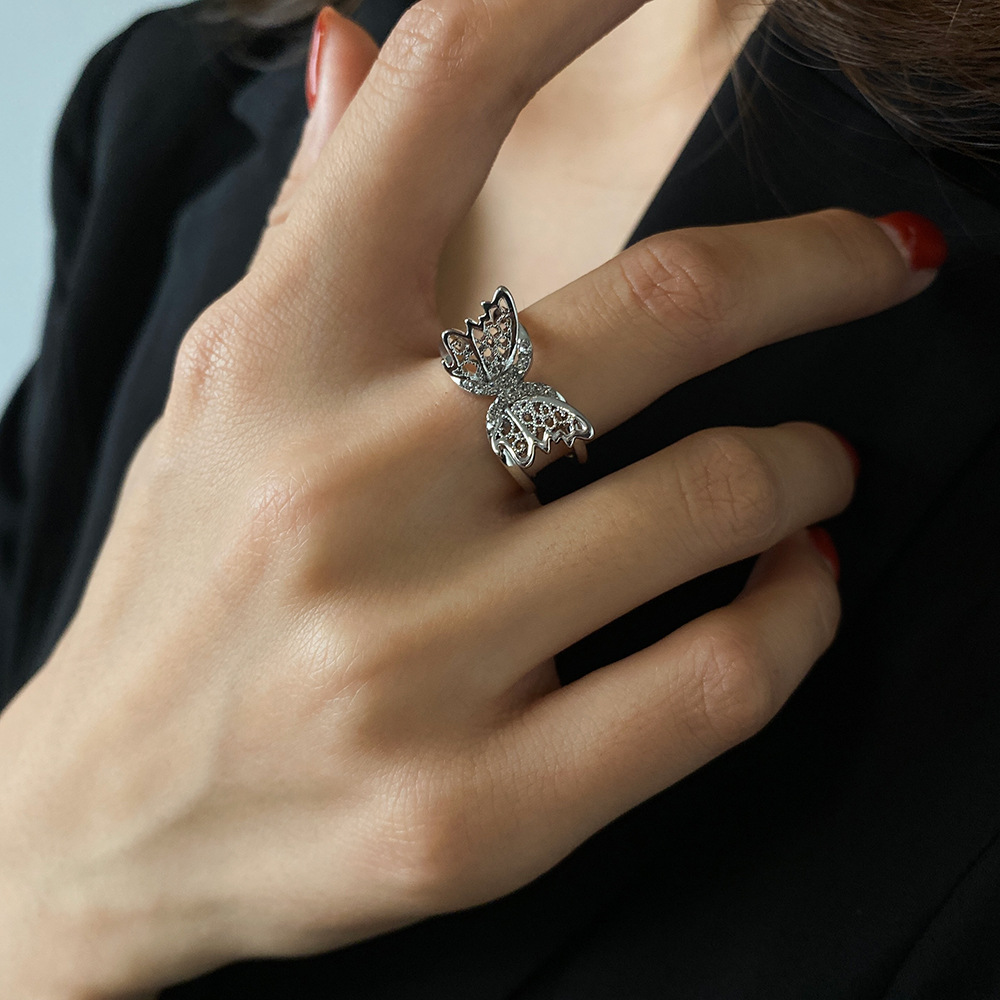 Nhẫn dạng mở hình bướm rỗng cổ điển thời trang khí chất cho nữ