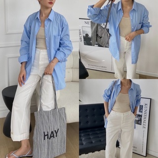 [Cotton Chống Nhăn] [Rẻ vô địch] [Ảnh thật] ÁO SƠ MI NỮ - HEE BY OHI - Màu Xanh Nhạt Pastel Cotton Chống Nhăn (heebyohi)