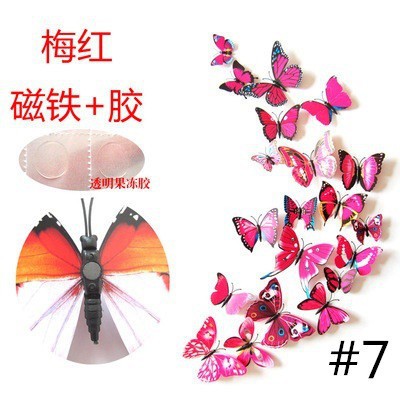 Set 12 miếng dán tường từ tính hình bướm 3D bằng PVC nhiều màu dễ thương trang trí phòng