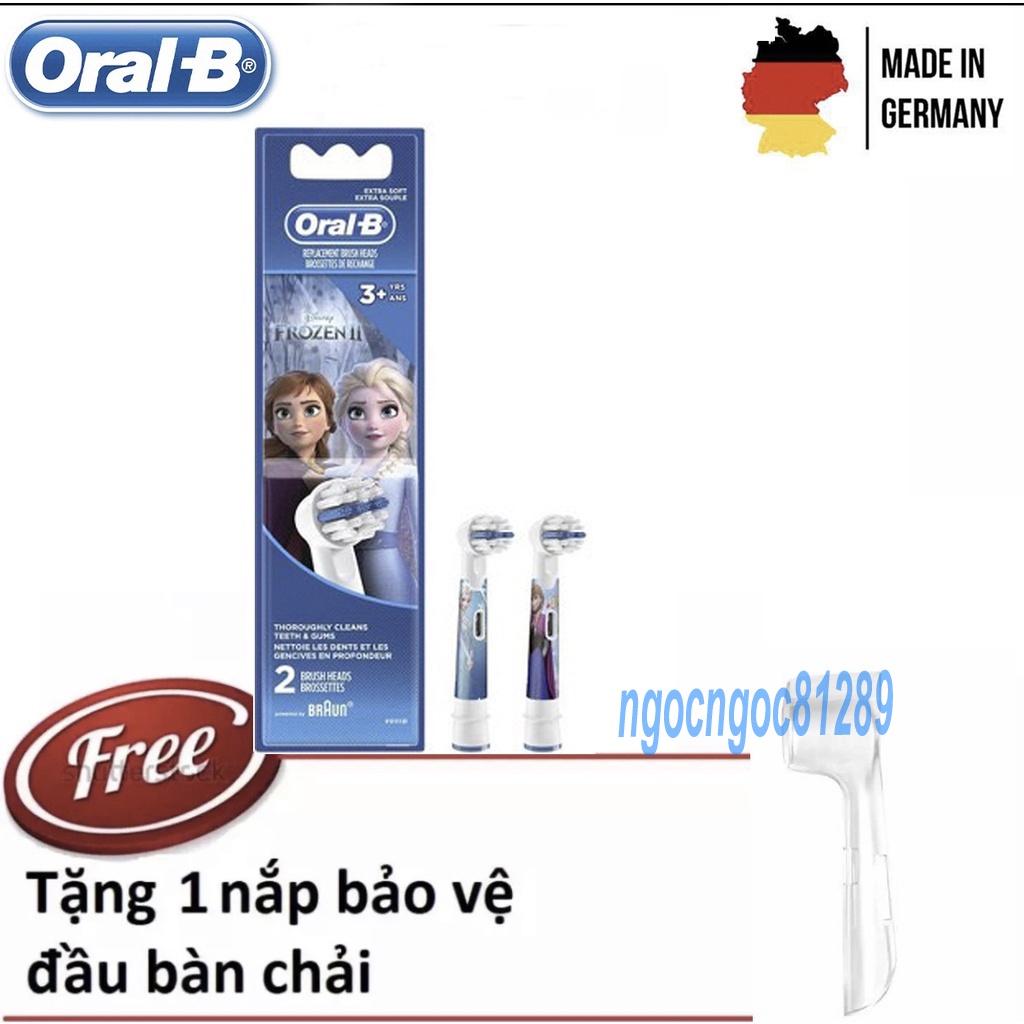 Đầu bàn chải oralb - Vỉ 2 đầu bàn chải Oralb Braun cho bé ( Elsa) MADE IN GERMANY +  tặng 1 nắp bảo vệ đầu bàn chải