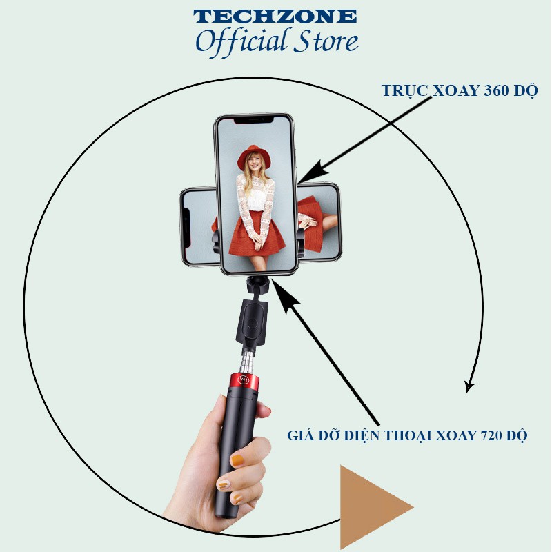 Gậy Chụp Ảnh Tự Sướng Bluetooth Đa Năng Kiêm Tripod 3 chân Y11, Gậy Selfie Nhỏ Gọn Điều Khiển Bằng Remote Bluetooth
