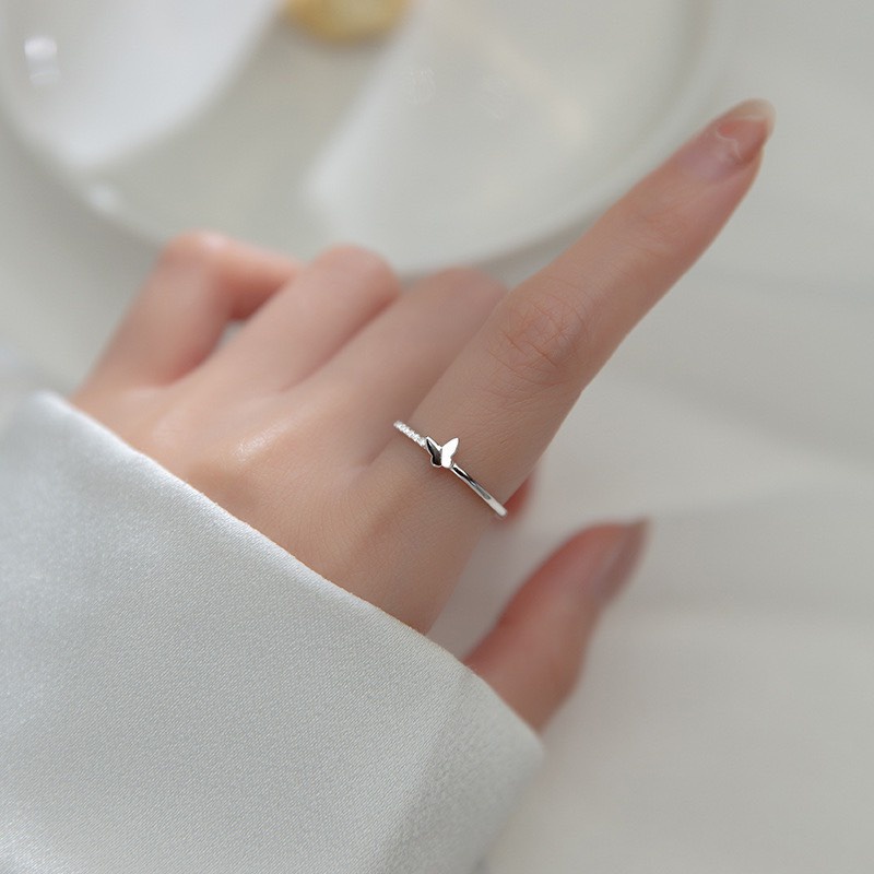 Nhẫn bạc nữ 925 free size Little Butterfly xinh xắn dễ thương Dế Bạc -N6047