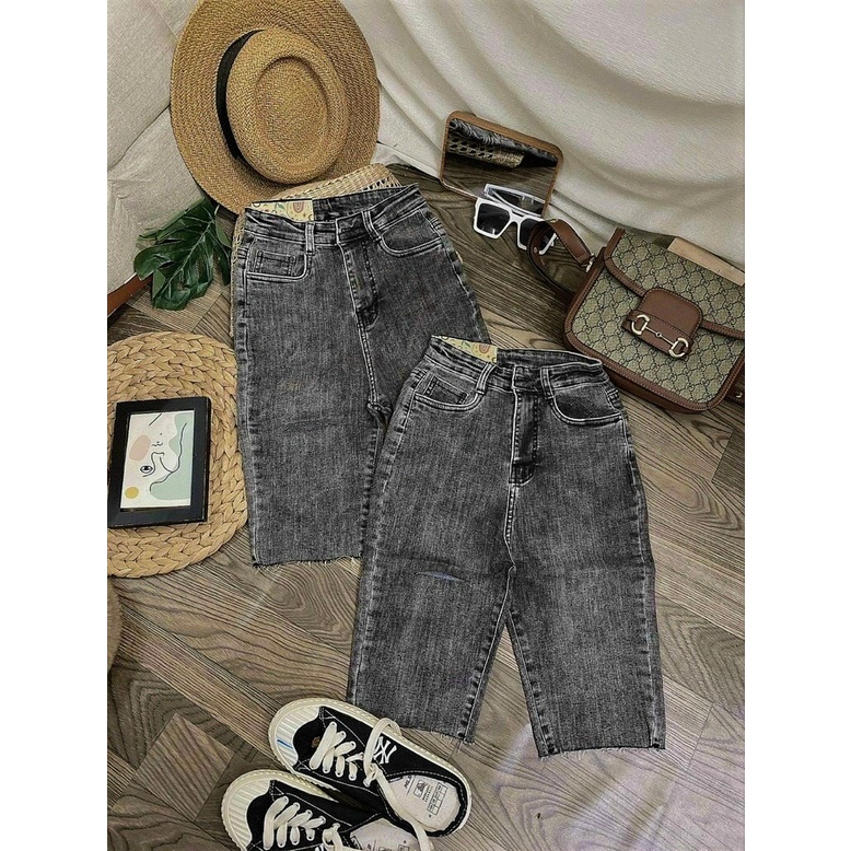 Quần ngố jean co giãn rách gối size trên 55kg form ôm dáng QJ107D