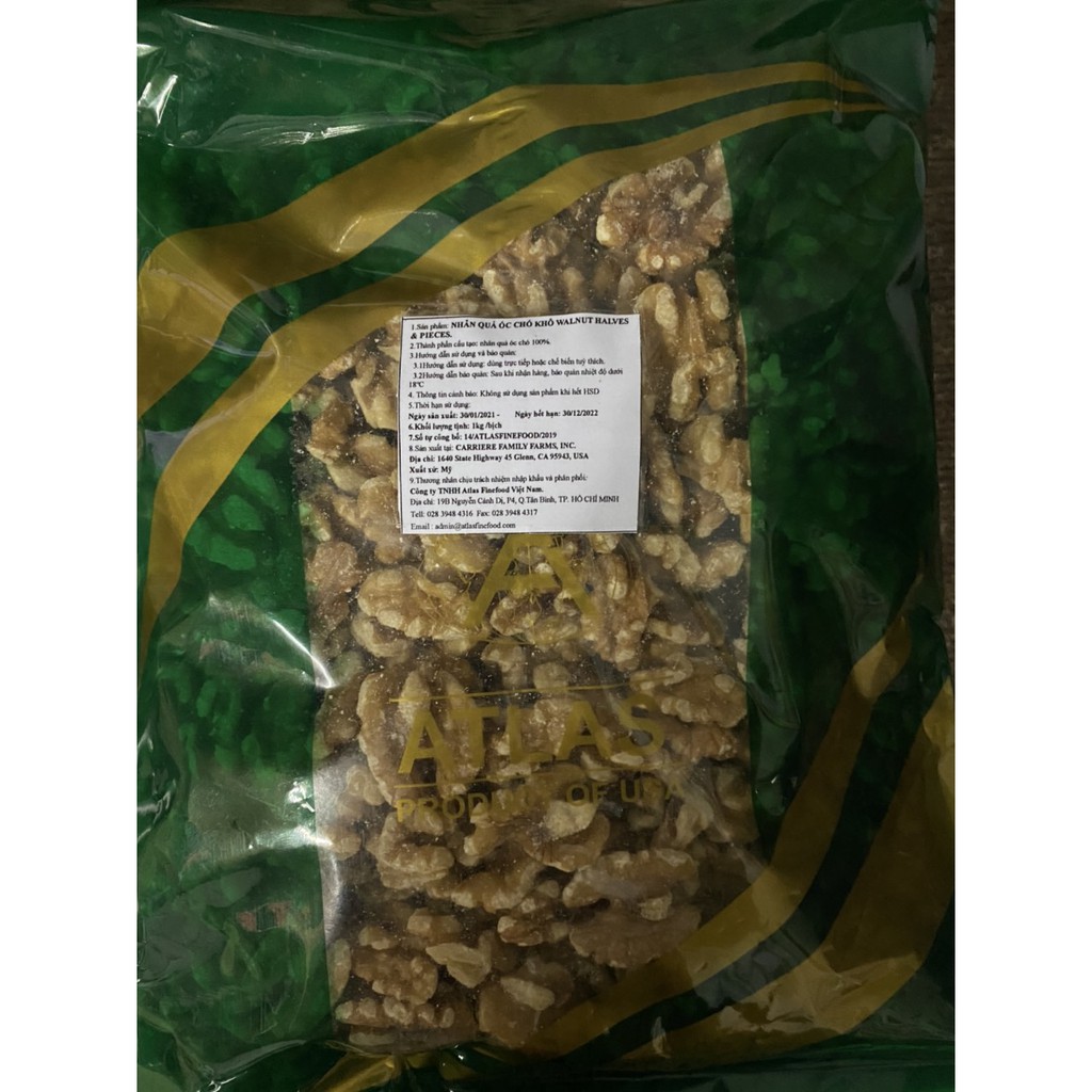 Nhân quả óc chó khô Walnut Halves & Pieces 1KG