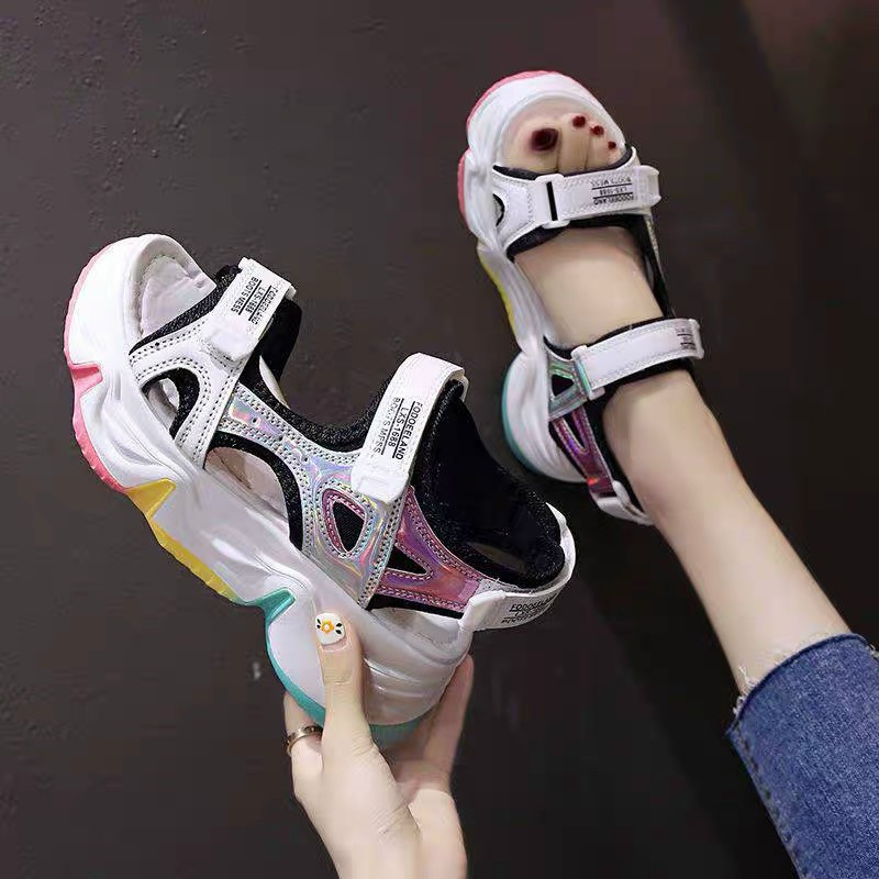 Giày Sandal Xuồng HÀNG ĐẸP Quai Dán Xé Phản quang - Đế Mix Màu - Quảng Châu 2001