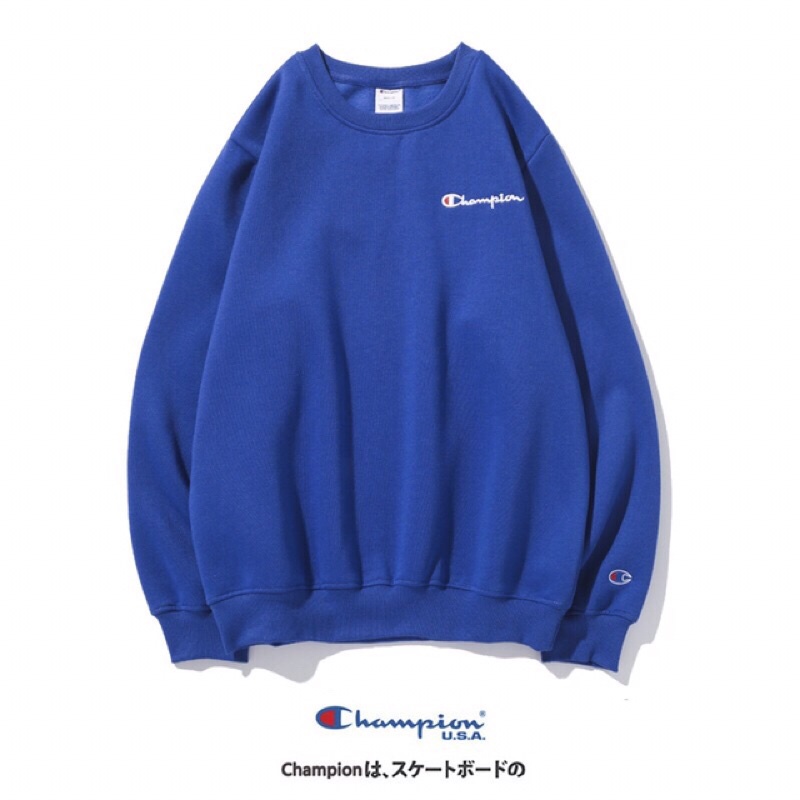 Áo sweater dài tay in hoạ tiết champion vải nỉ form rộng thời trang