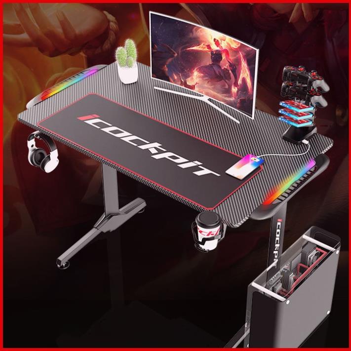 Bàn Gaming Sợi Cacbon. Bàn Chơi Game Cao Cấp. Đèn LED RGB Cảm Biến Âm Thanh. . .