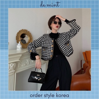 Áo dạ tweed lửng dày dặn style Korea - Ảnh thật shop chụp
