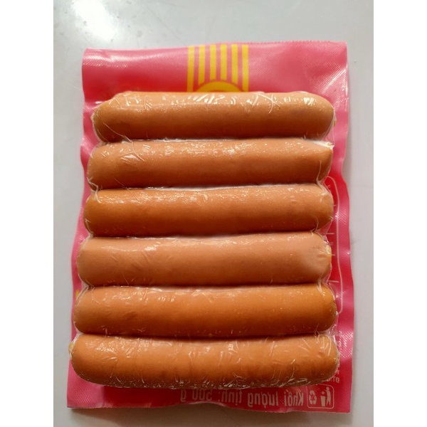 Xúc xích ăn liền hàng nhà máy CBTP CPVN loại 12 cây/ gói bao bì 500gr