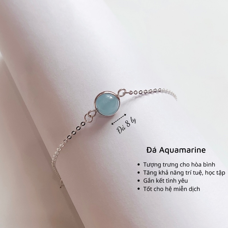 Lắc tay bạc nữ nguyên chất mix đá phong thuỷ ngũ hành 8 ly LAVESTA LA555