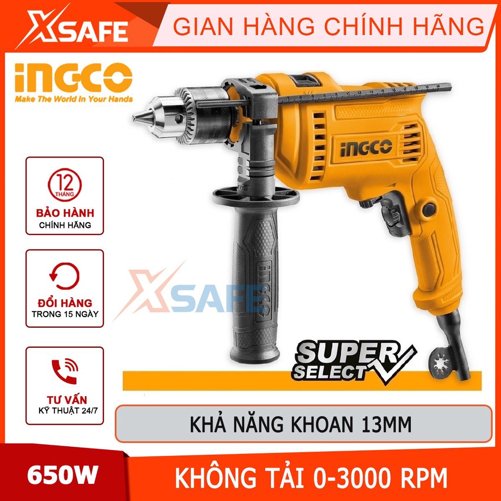 Máy khoan động lực INGCO ID6808 công suất 680W tốc độ không tải 0-3000rpm khả năng khoan tối đa 13mm
