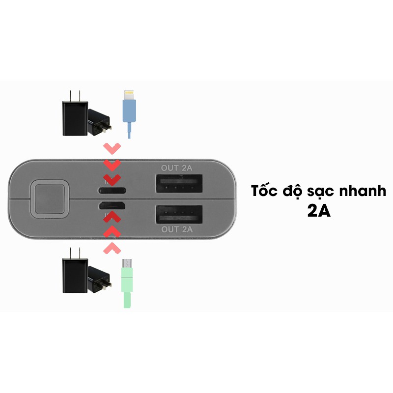 Pin sạc dự phòng 10.000 mAh Lightning Xmobile LJ JP90S Nhôm Xám