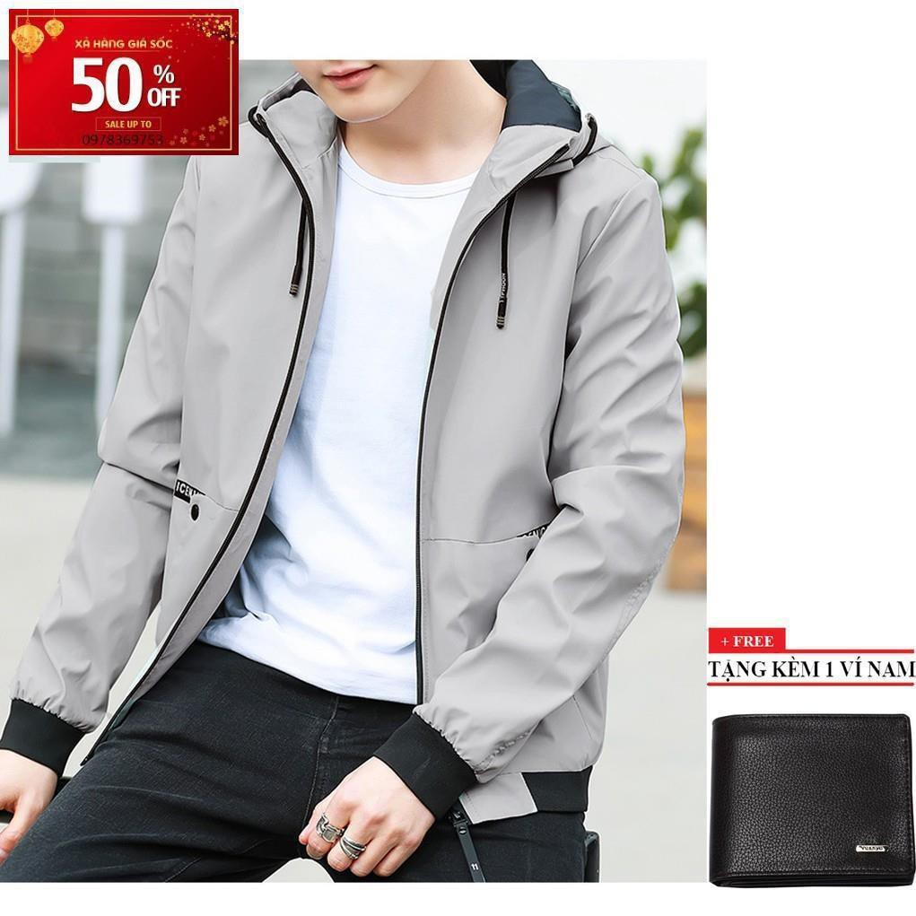 Áo khoác dù nam có nón AKD119 PIOUS (xám)