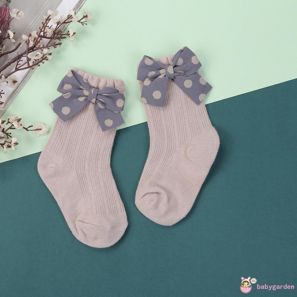 Vớ cổ cao phủ mắt cá chống trượt đính nơ cho bé gái 1-5 tuổi