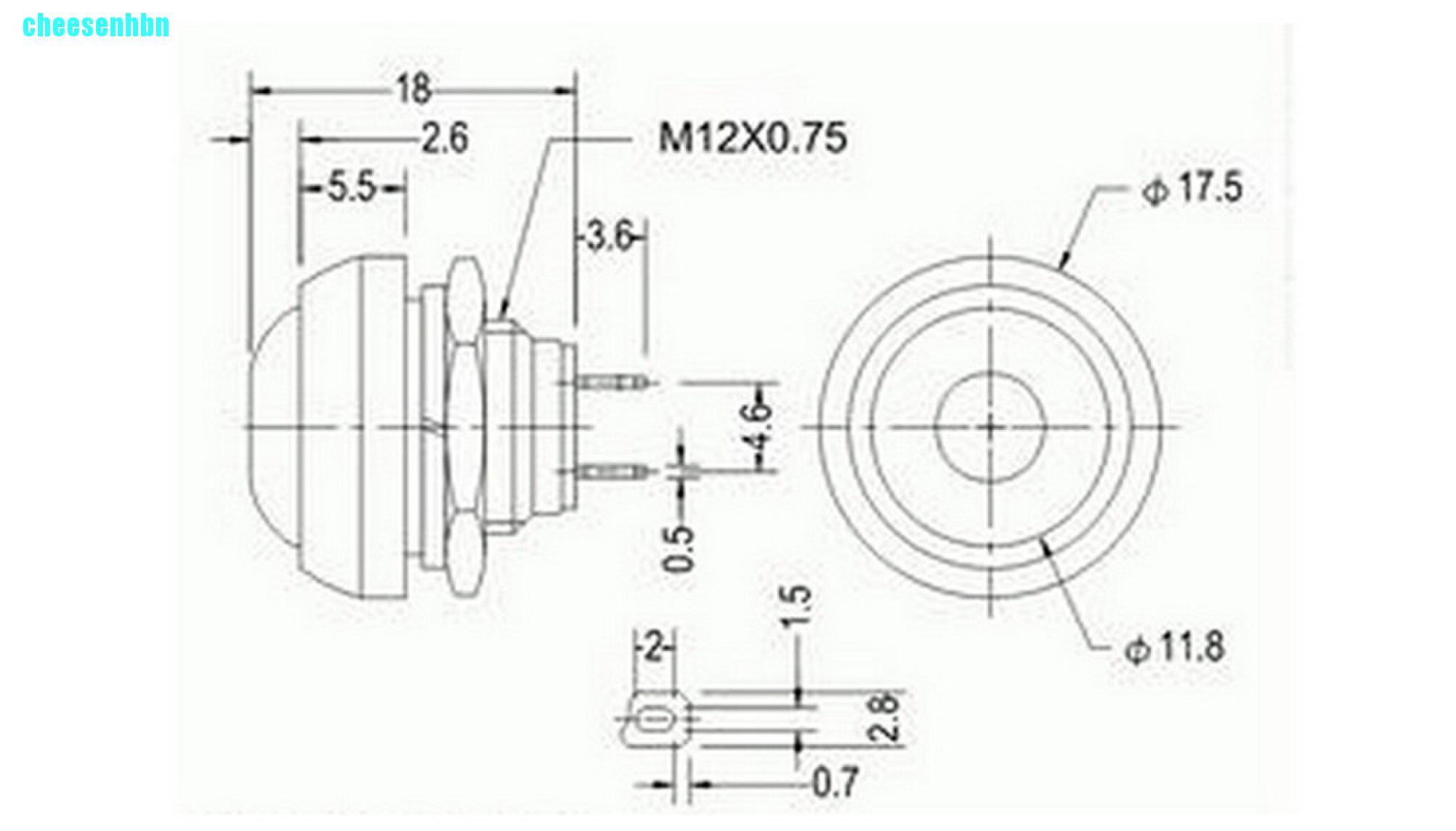 Nút Nhấn Tạm Thời Chống Nước Hình Tròn Nhiều Màu 12mm