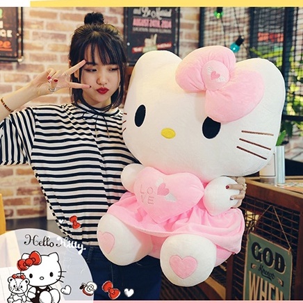 [Hàng mới về] Thú nhồi bông Hello Kitty Tim Hồng Xinh xắn