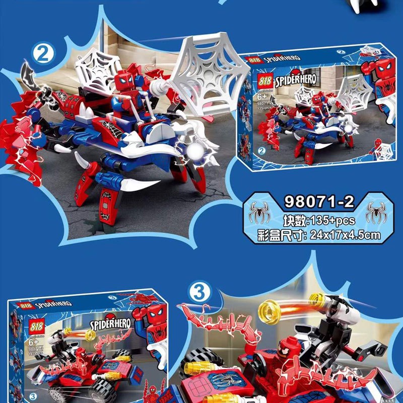 [Có sẵn] Lắp ráp xếp hình Lego Spiderman Avenger City 98071 : Đại chiến Siêu xe Người nhện Biến hình 4 in 1 (4 hộp)