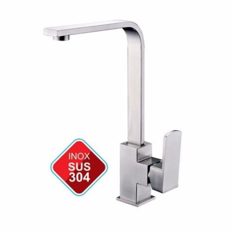 Vòi rửa chén bát nóng lạnh KP 601 tay vuông 100%Chất liệu INOX SUS 304, chống gỉ sét, chống ăn mòn hiệu quả