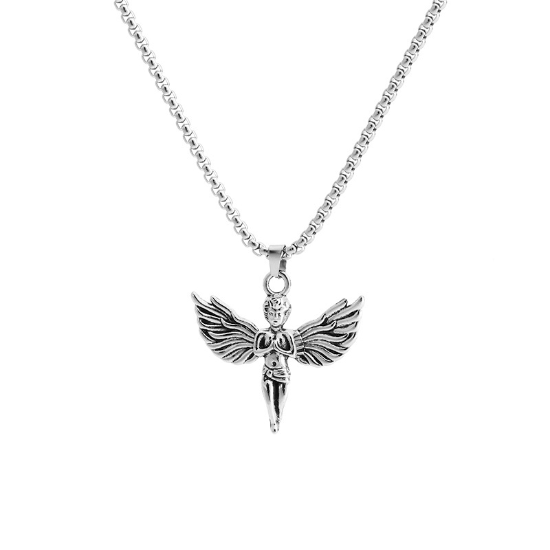 Vòng cổ Thép Titan Mặt Thiên Thần Cupid Đơn Giản Phong Cách Hip Hop Hàn Quốc