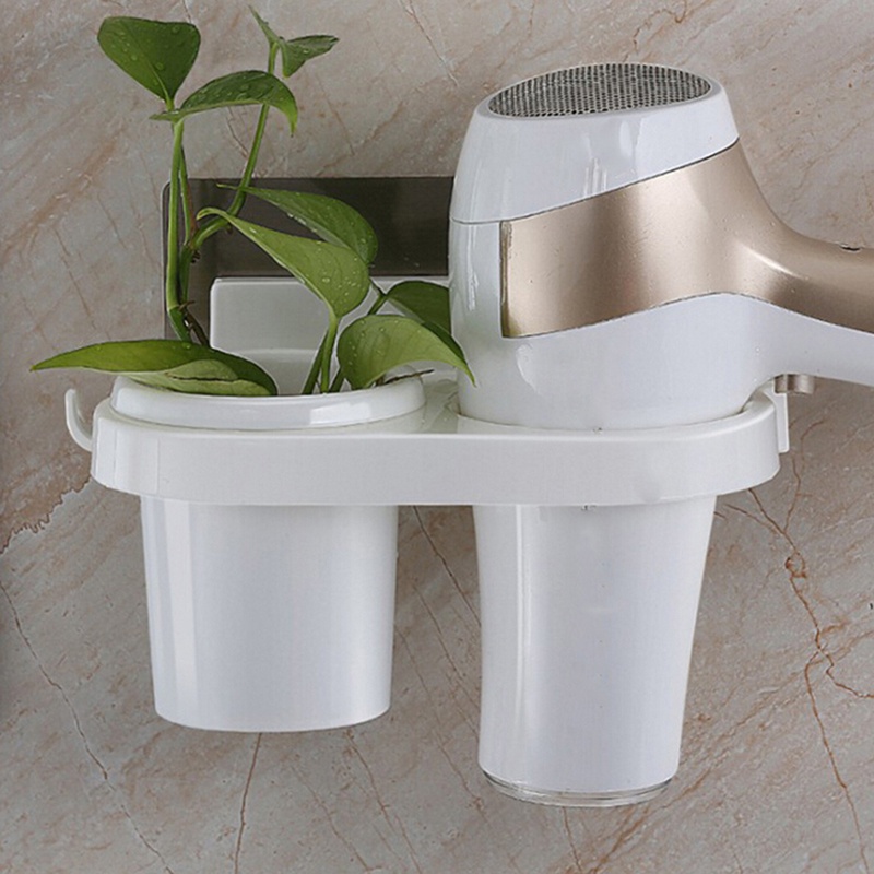 Giá Đựng Máy Sấy Tóc Bằng Nhựa Gắn Tường Không Cần Khoan Kèm Móc Tiện Dụng Cho Nhà Tắm