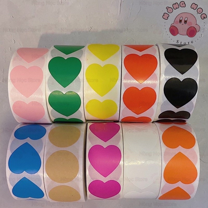 TRÁI TIM TRƠN Tem Nhãn Dán Sticker, Miếng Dán Decal Hình Trái Tim 2.5cm/ 1 Inch Nhiều Màu Độc Đáo