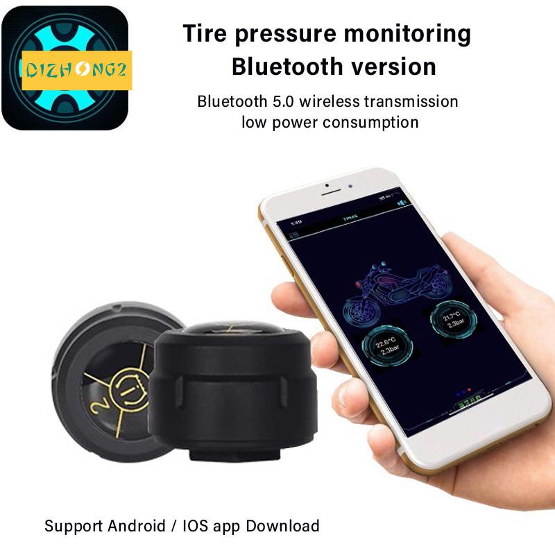 Bộ 2 cảm biến áp suất lốp xe máy Bluetooth 5.0 TPMS hệ thống giám sát áp suất Android/ IOS 8.0