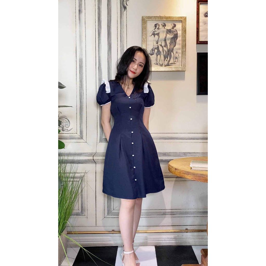 Đầm công sở xanh tôn dáng che bụng mỡ | BigBuy360 - bigbuy360.vn