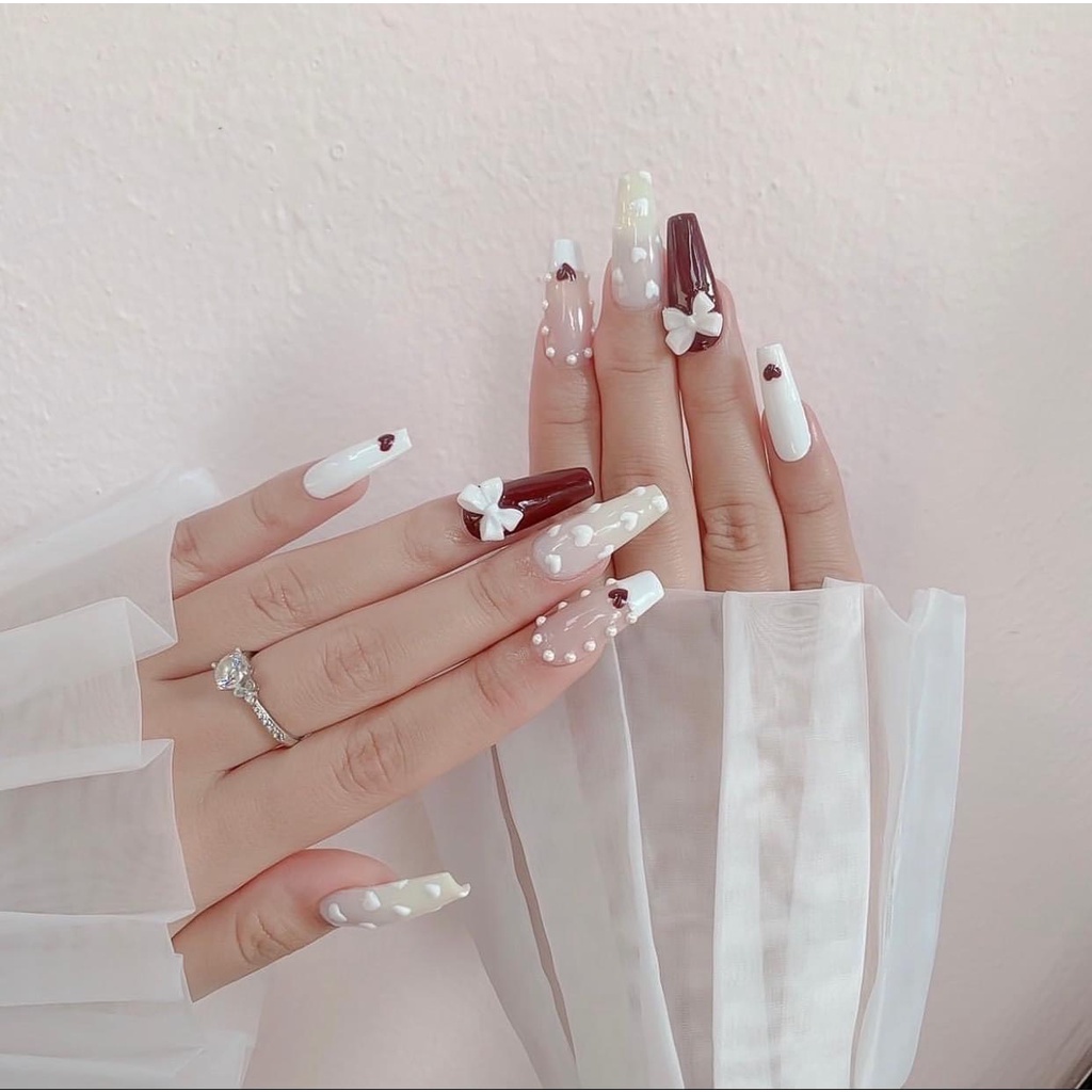 Set nơ 4 cánh nhiều màu charm trang trí đính móng nail manh219