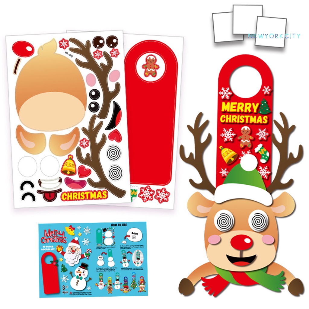 1 Bộ Nhãn Dán Hiệu Ứng 3D Hình Ông Già Noel Trang Trí Cửa Dịp Giáng Sinh