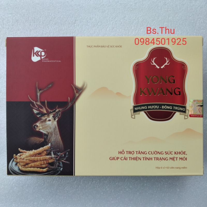 YONG KWANG NHUNG HƯƠU - ĐÔNG TRÙNG hộp 60 viên hỗ trợ tăng cường sức khỏe, giảm mệt mỏi