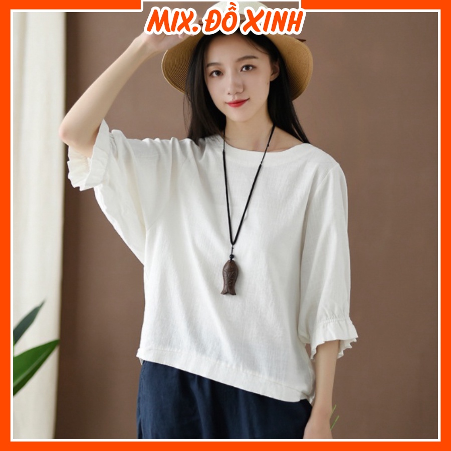 Áo kiểu nữ Hàn Quốc dáng cánh dơi, áo đũi nữ Mix. Đồ Xinh, form rộng che khuyết điểm AKH.45
