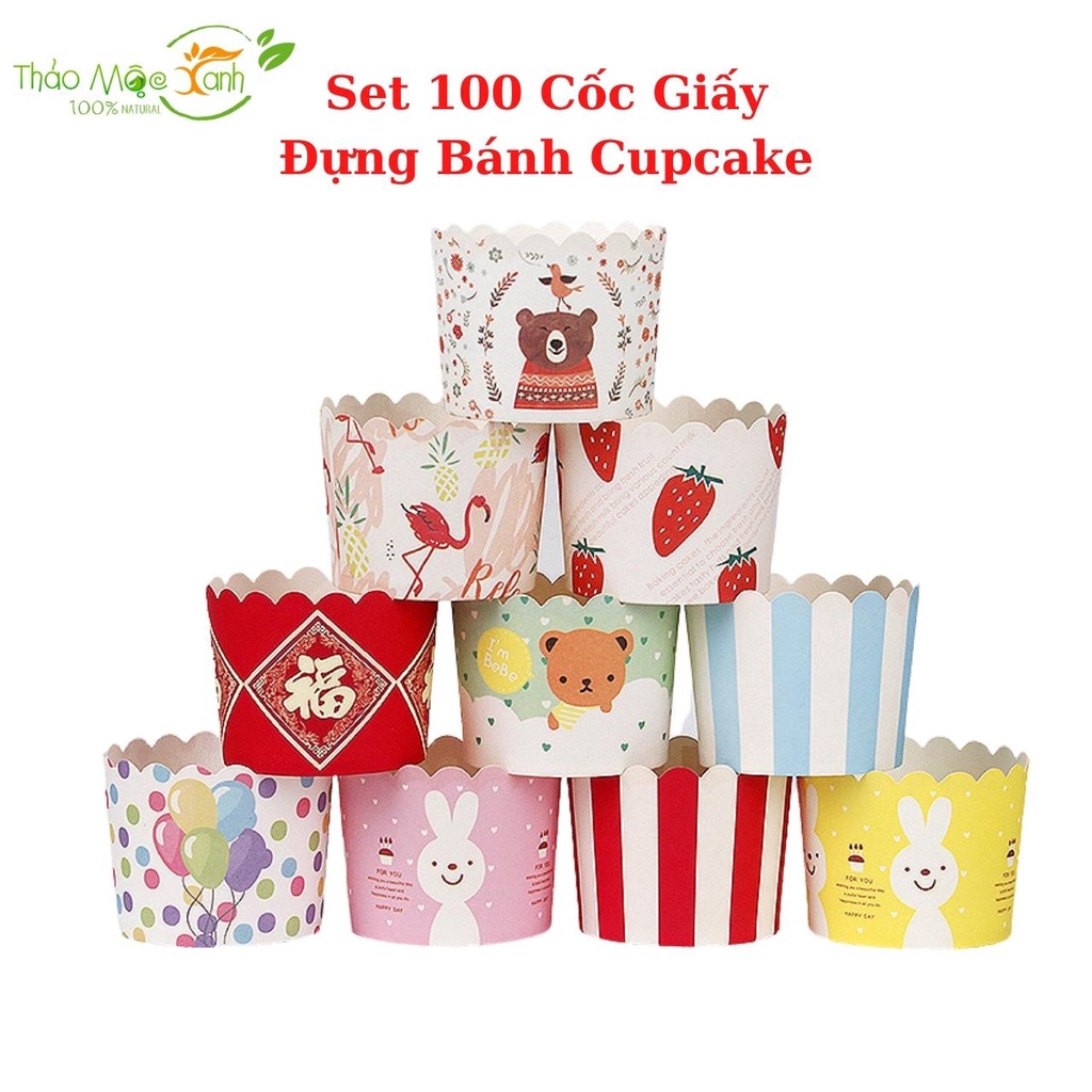 Set 100 Cốc Giấy Đựng Bánh Cupcake