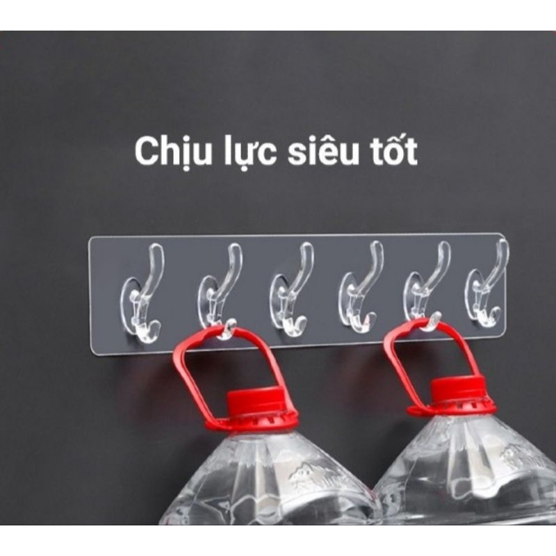 Thanh Treo Dán Tường 6 Móc Liền Mạch Trong Suốt