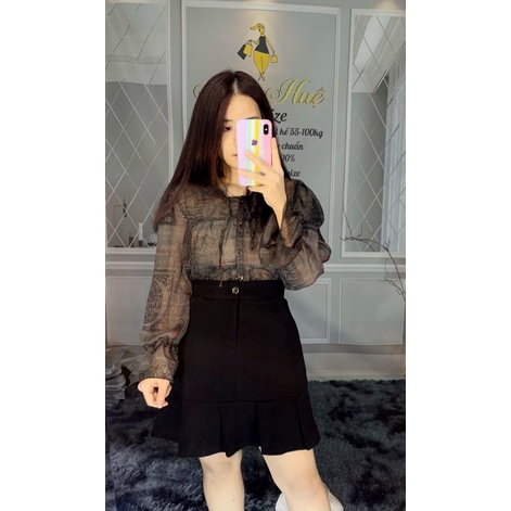 Sơ mi bánh bèo xanh rêu bigsize Như Huệ BBigsize