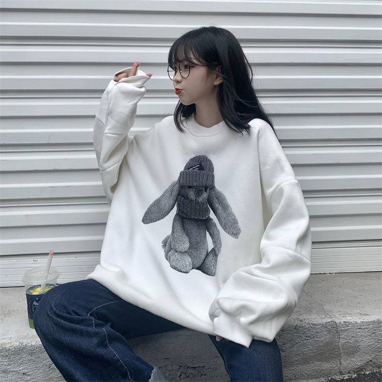 Áo hoodie tay dài dáng rộng phong cách retro thiết kế mới thời trang mùa thu 2021 dành cho nữ