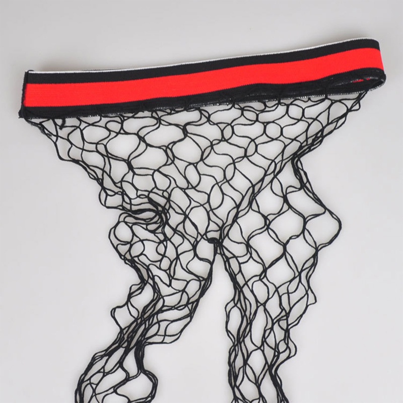 Xiangbao Quần Tất Lưới Kẻ Sọc Lưng Cao Co Giãn Xuyên Thấu Quyến Rũ Cho Nữ