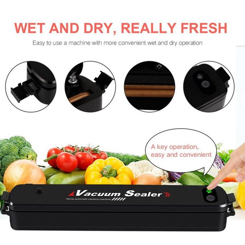 Máy hút chân không thực phẩm cầm tay Vacuum Sealer công suất lớn, Máy hàn miêng túi mini dùng cho gia đình